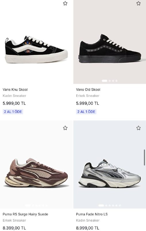 Pearl mezon: یکی بخر، یکی هدیه بگیر ‼️🎁 برندهای نایکی، ونس و پوما 😍 https://www.sneaksup.com/2-al-1-ode %50 تخفیف روی محصول دوم https