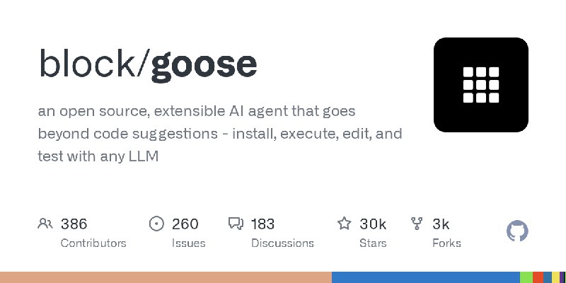 GitHub - block/goose: an open source, extensible AI agent that goes beyond code suggestions - install, execute, edit, and test…