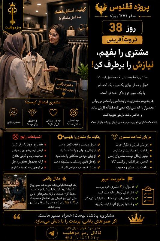 رمز موفقیت: ⭕️ مشتری را بفهم و نیازش را برطرف کن
