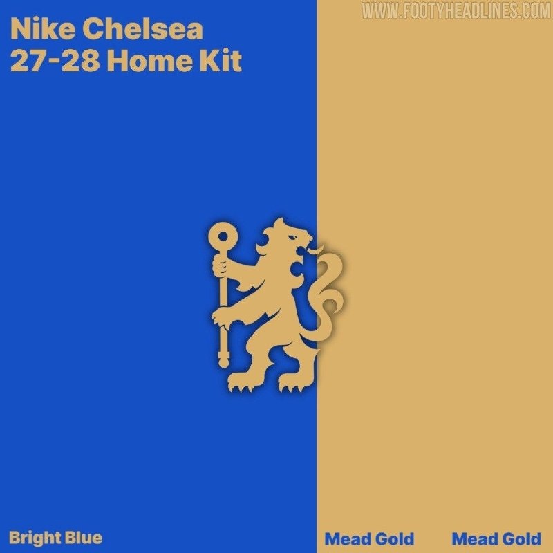 ChelseaCF Twitter: با اینکه هنوز فصل جدید شروع نشده رنگبندی کیت اول چلسی برای فصل 2027/28 لو رفته و قراره مثل کیت فصل 2012/13 رنگ آبی و طل