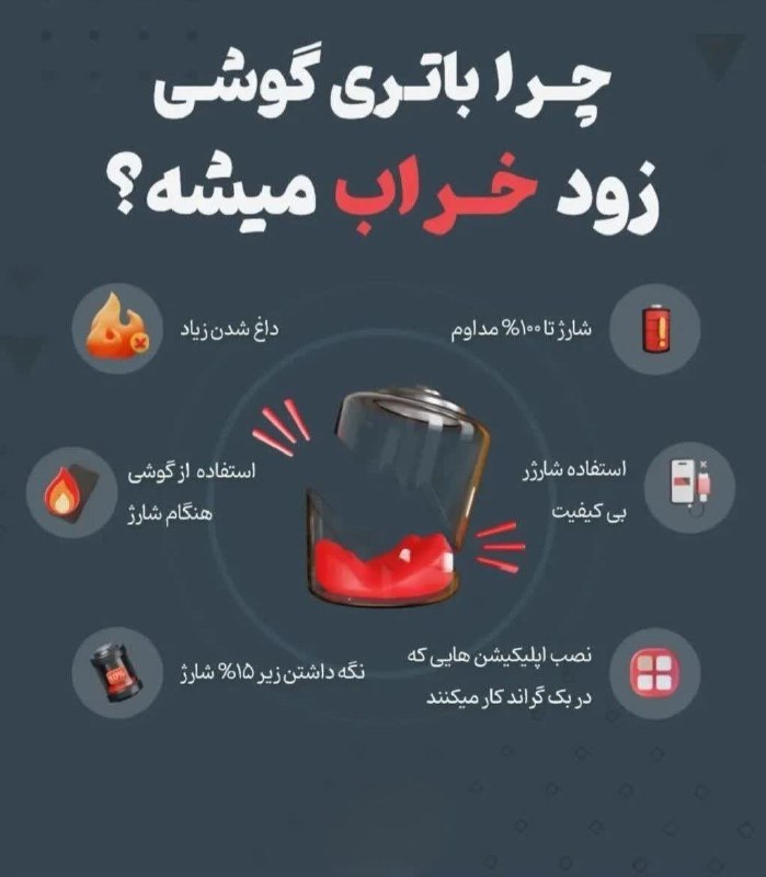 کانال بزرگ اسلامشهر: ♦️ ۶ کاری که ممکنه باتری گوشیت رو نابود کنه!کانال بزرگ اسلامشهر👇https://t.me/+Pj06lHAj2tS0n-Gj