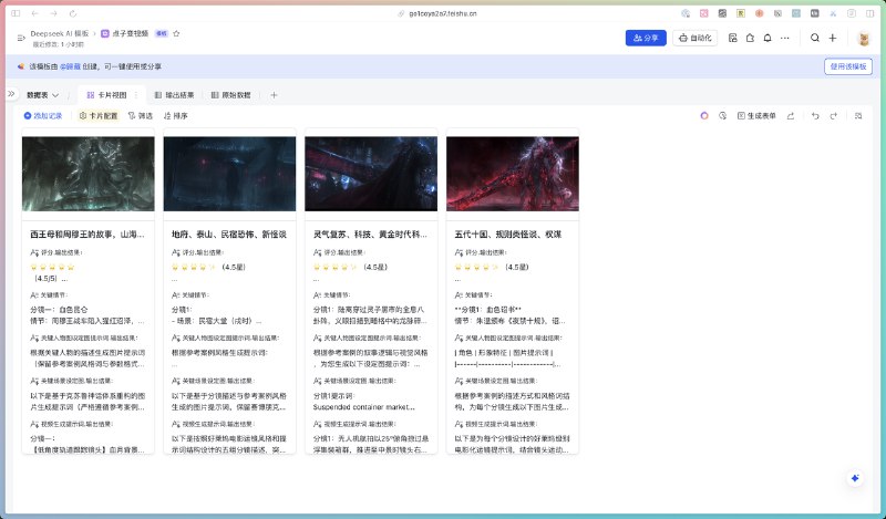 昨天看到飞书多维表格接入 Deepseek R1 后试了一下妈的，这就是现在最强大的效率工具由于表格是我们打工人接触的最多的交互，飞书多维表格还成了门槛最低的 Agents 工具昨天整整玩了一天，搞了三个模版，从初级到高级，从文本到图片和视频，一篇文章直接教会你👇下面是例子的介绍和教程：多平台文案改写功能：输入文案之后自动改写为小红书、微博和英文推特风格的文案，改写完成会给你发飞书通知
