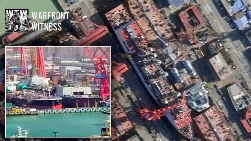 ️🇨🇳 אזור המלחמה: צילומי לוויין ממספנה באי לונגשו ליד גואנגג'ואו מציגות את סין בונה את מה שנראה כספינת החי…