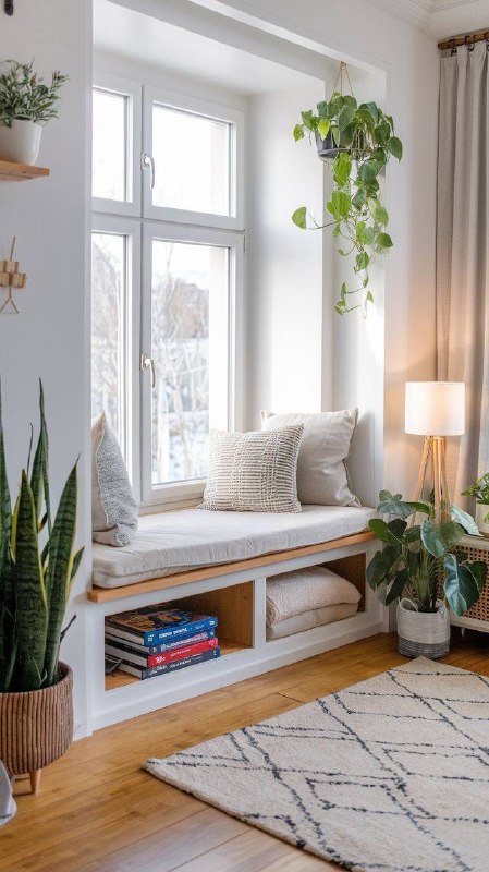 Стильный подоконник обустройство места для чтения на окне. - изображение 2 - стильный, подоконник, обустройство