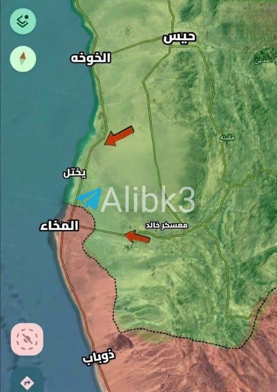 כוחות תימנים מתקדמים לאל-מח'ה מהרי האש, ואלה שנסוגים.