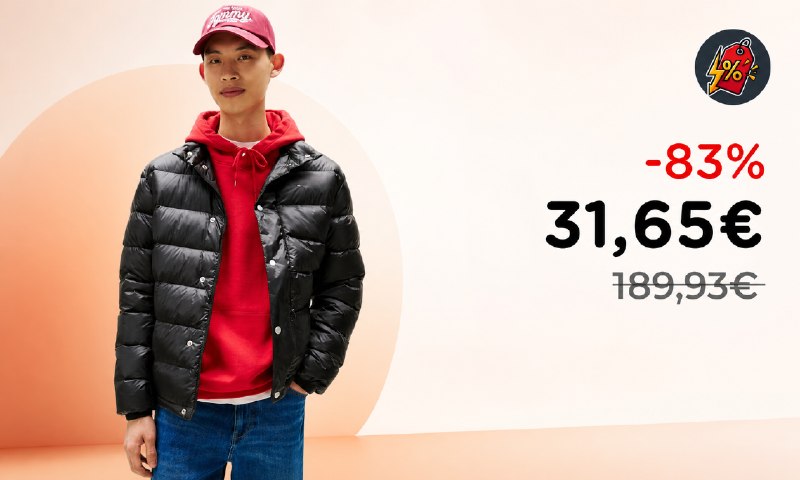 Piumino Leggero Tommy Jeans Uomo Nero a Solo 31,65€! Affrettati!