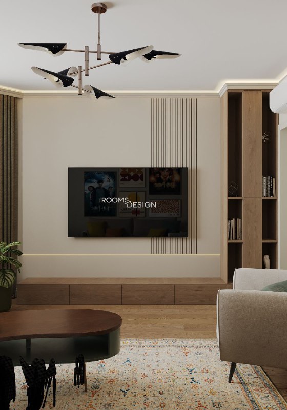 Сделали гостиную 17,3 кв.м по-мужски , но без бородатых стереотипов с характером и чувством юмора. Нейтральный бежевый диван и минималистичное крес... - изображение 2 - тонах, ковёр, акцент