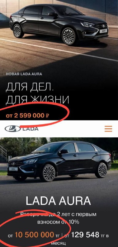 Lada Aura оказалось дешевле купить в Казахстане, чем в России. Там они стоит на ₽700 тыс. меньше. 1
