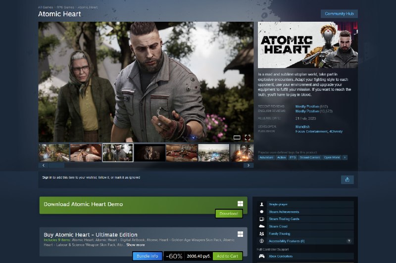 Atomic Heart вышла в российском Steam