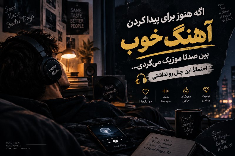 اتاق خبر: 🎤 اگه هنوز برای پیدا کردن آهنگ خوببین صدتا موزیک می‌گردی…احتمالاً این چنل رو نداشتی 🎧➡️ t.me/+P-RqJBG5JpljMDU0