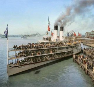 The steamboat Tashmoo departs from the pier in Detroit, 1901.Time Machine | Historical Photo