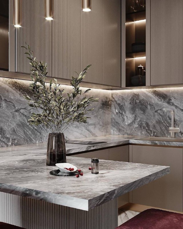 Кухня-гостиная Беж и винный цвета Дизайн Юлия Яковенко - изображение 7 - кухня, гостиная, беж