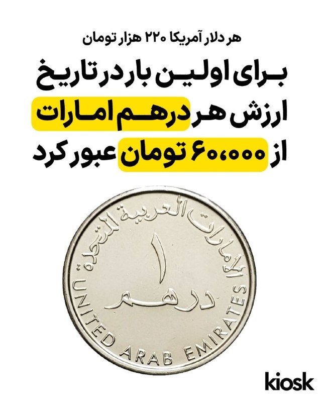 گیلین: برای اولین بار در تاریخ ارزش هر درهم امارات از ۶۰۰۰۰ تومان عبور کرد!@Gilin