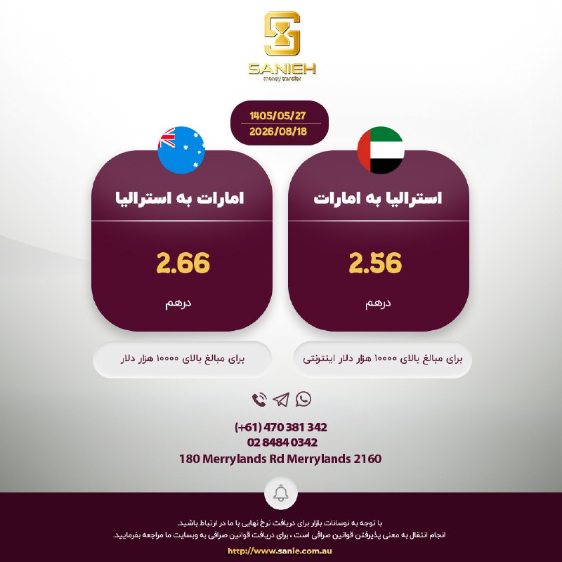 Sarafi Sanieh صرافی ثانیه: 📱 تلگرام | 📱 واتساپ | 📱 اینستاگرام | 🌐 وبسایت | 📱 آدرس