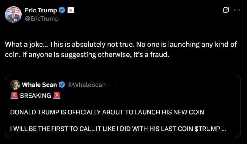 The Crypto Ledger: Eric Trump Debunks Rumors About New Trump MemecoinEric Trump has shut down speculation claiming Donald Trump is launchin