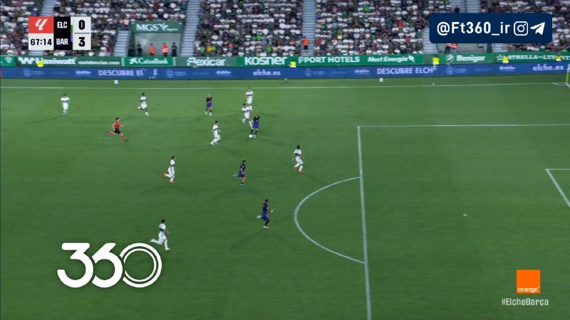 فوتبال ۳۶۰ ✔: این‌بار رافینیا ساخت 🔸بارسلونا [۲]-۰ الچه🔸 ⚽️ آدیمی 🔴 دقیقه ۳+۴۵ 🎞 تماشای گل 🔗 پخش زنده در فوتبال ۳۶۰ @Ft360_irروی حرکت 