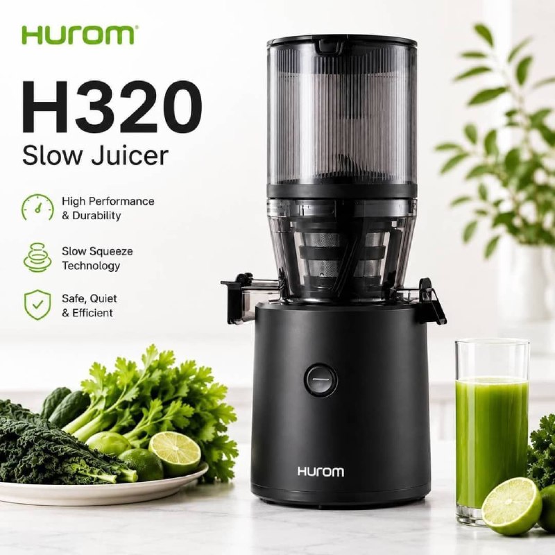 لوازم كافى شاپ و رستوران گام نو: عصاره‌گیر هوروم مدل H320N آکبندفناوری Slow Juicer دهانه ورودی بزرگ ۱۳۶ میلی‌متر مناسب آبگیری انواع میوه و سبزیجات، تهیه 
