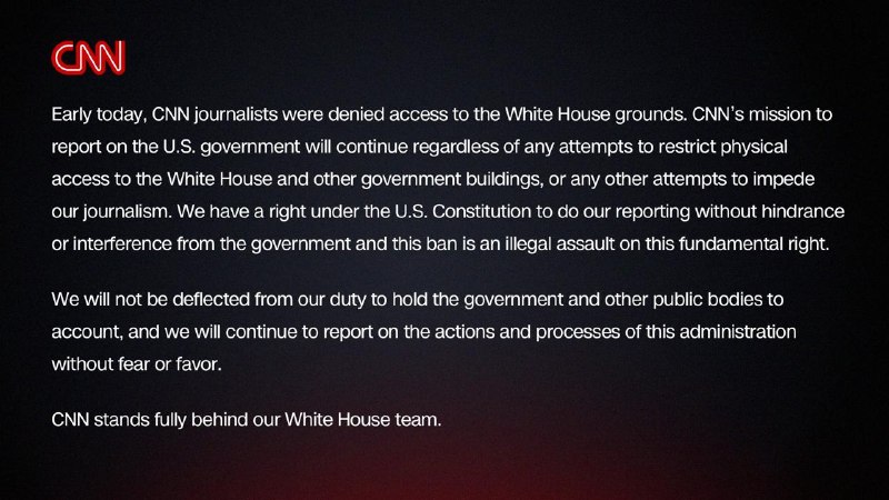 CNN said reporters were denied access to the White House grounds.
