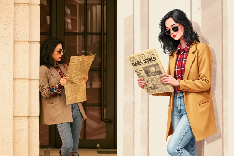 昨天发的工作流更换成另一个 Lora 就可以做照片风格化！对于服装和姿势的还原也很好