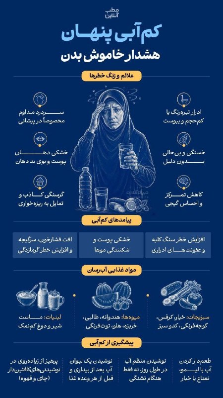 اخبار خراسان شمالی - خبرگزاری فارس: کمآبی پنهان؛ هشدار خاموش بدن 🔸کمآبی همیشه با تشنگی شروع نمیشود؛ گاهی کاملاً بیصدا پیش میرود و با خستگی، بیحالی یا