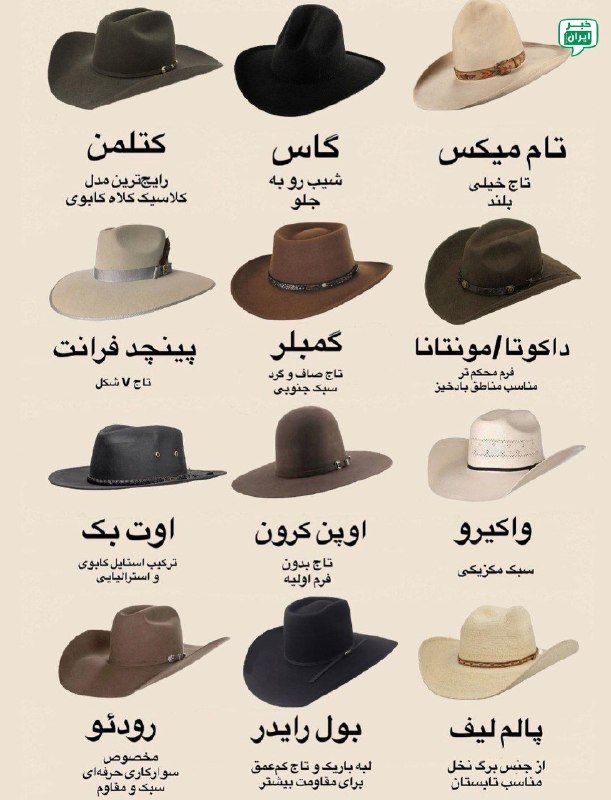خبر ایران | irNews: ۱۲ مدل معروف کلاه کابوی @irNews
