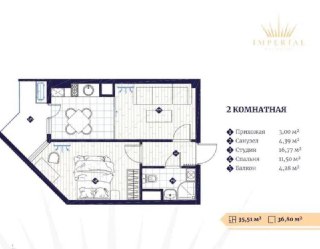 Imperial Club City Вид на Двор 37м2 2/12/13