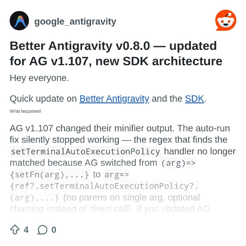 From the google_antigravity community on Reddit