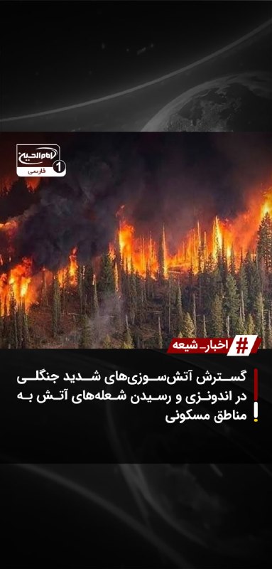SHIAWAVES اخبار شیعه: گسترش آتش‌سوزی‌های شدید جنگلی در اندونزی و رسیدن شعله‌های آتش به مناطق مسکونیآتش‌سوزی‌های گسترده در جنگل‌ها و زمین‌های خ