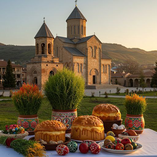 🥚 ПАСХА В ГРУЗИИ: КУЛИЧИ, ЯЙЦА И ТРАВА «ДЖЕДЖИЛИ» — фото 1