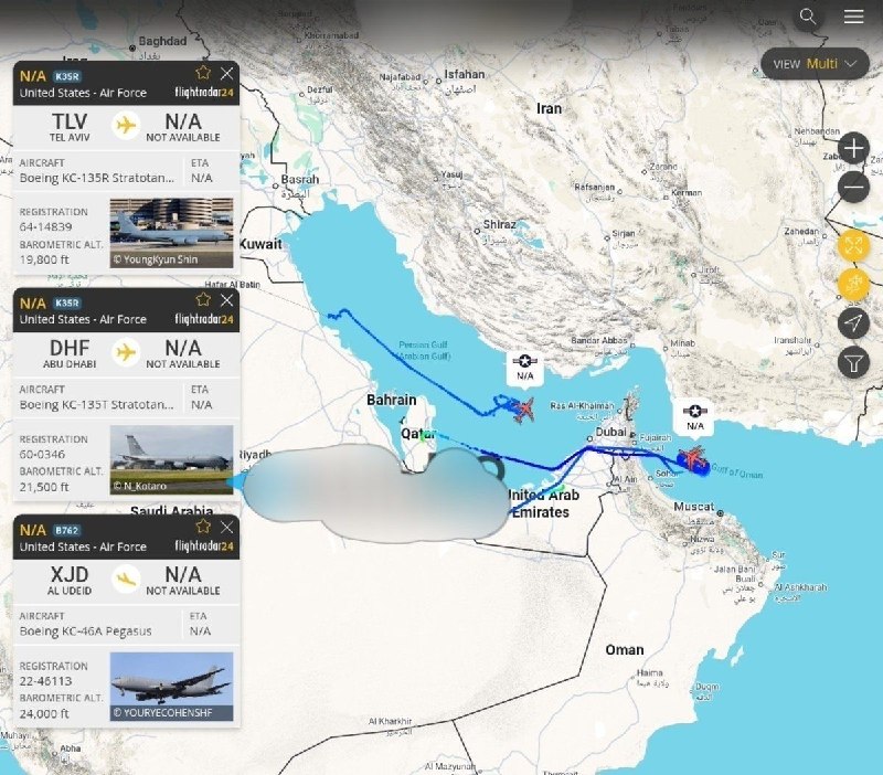 خبر فوری مهم: 🔻هواپیماهای تانکر سوخت‌رسان آمریکایی همچنان در نزدیکی تنگه هرمز فعال هستند، اما هیچ تاییدیه ای مبنی بر عبور ایمن کشتی‌ها