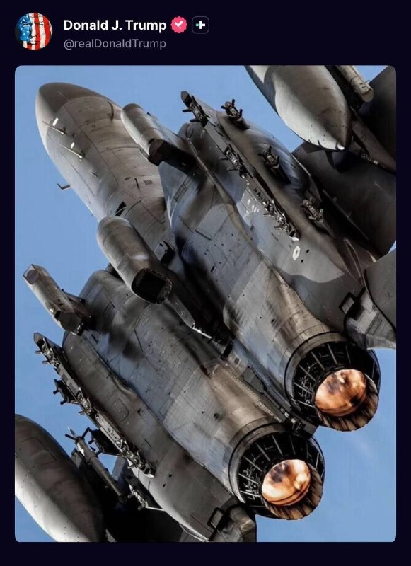 טראמפ מפרסם בפלטפורמת Truth Social תמונה של לוחם F-22 Raptor