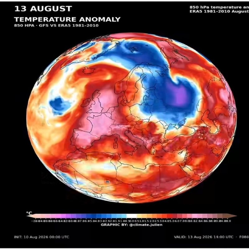 کانال هواشناسی هواخاوران: 🌡🔥🔥تابستان اروپا تا کنون در برخی مناطق تا۹درجه گرمتر از نرمال بوده😳🥵 وقوع امواج گرمایی بی‌سابقه کم‌سابقه درآب و هوای زمی