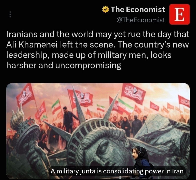 خبر24: ⭕️اکونومیست: ♦️ایرانیان و جهان هنوز هم ممکن است از روزی که علی خامنهای از صحنه کنار رفت، پشیمان باشند. ♦️چرا که رهبری ج