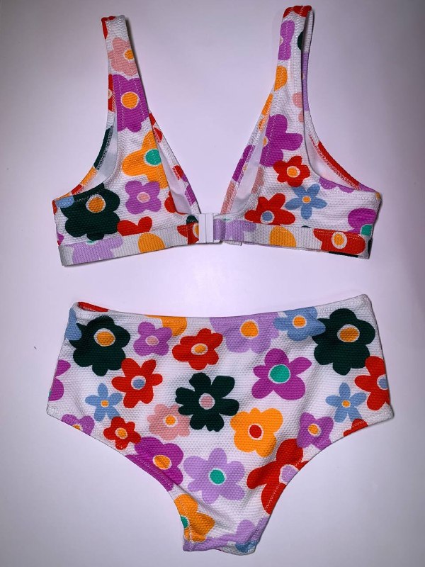 Яркий раздельный купальник, цветочный принт (р. 158/164) — фото 1