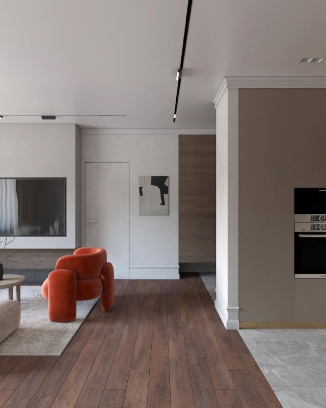 Интерьер небольшой кухни-гостиной выполнен в стильном современном стиле. Центральное место в интерьере занимает роскошная кухня с золотыми зеркальн... - изображение 5 - интерьер, небольшой, кухни