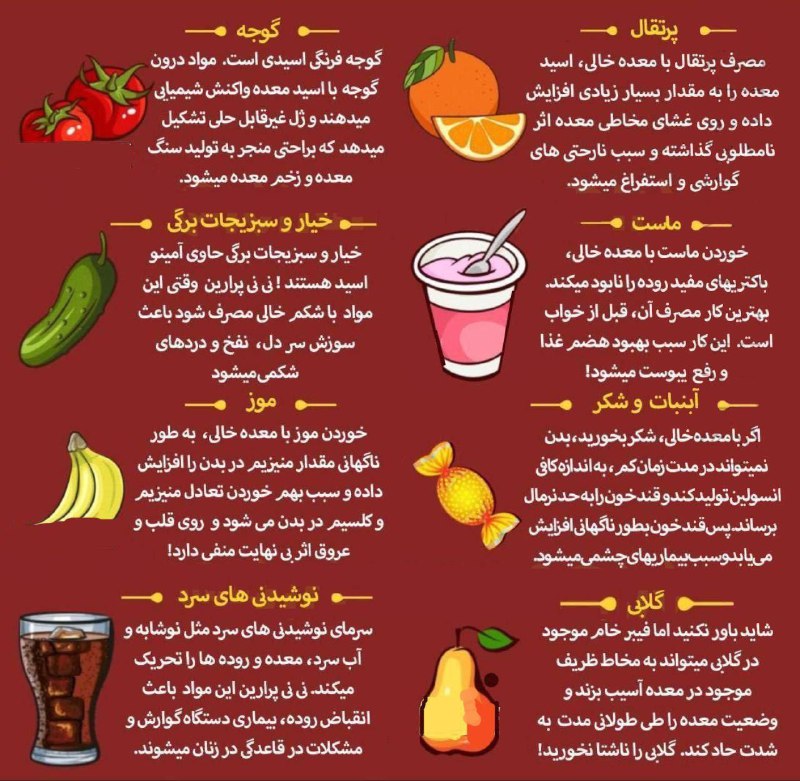 🌺میگون در گذر زمان🌺: خوراکی هایی که " نبایـد " با شکم خالی خورد ☝️ ، اگر سلامت بدنتون براتون مهمه 8 ماده خوراکی بالا را هرگز با معده خالی نخـ