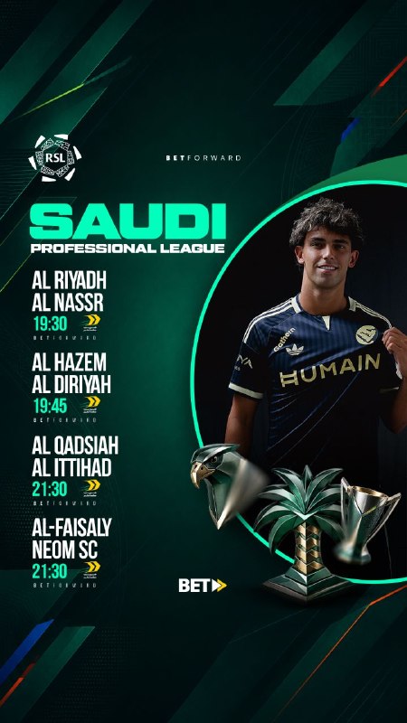 نمایندگان بت فوروارد: ⚽ رقابتهای هفته دوم🏆 لیگ حرفهای عربستان سعودی 🇸🇦🕔 امشب از ساعت ۱۹:۳۰🎲 با بیش از ۳۵۰ نوع آپشن پیشبینی👆 ضرایب شگفتانگی