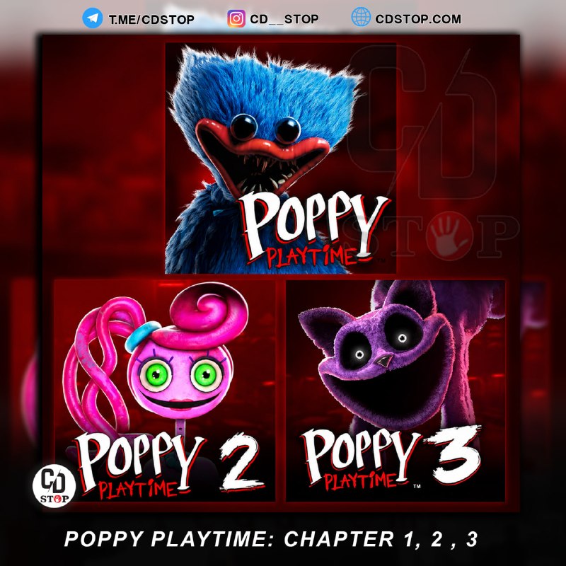 PS4DATA: #اکانت_قانونی Poppy Playtime: Chapter 1, 2, 3ریجن آمریکاظرفیت دوم ⏪ 899.000 4 ظرفیت دوم ⏪ 2.999.000 5 ظرفیت‌سوم ⏪ 1.799.