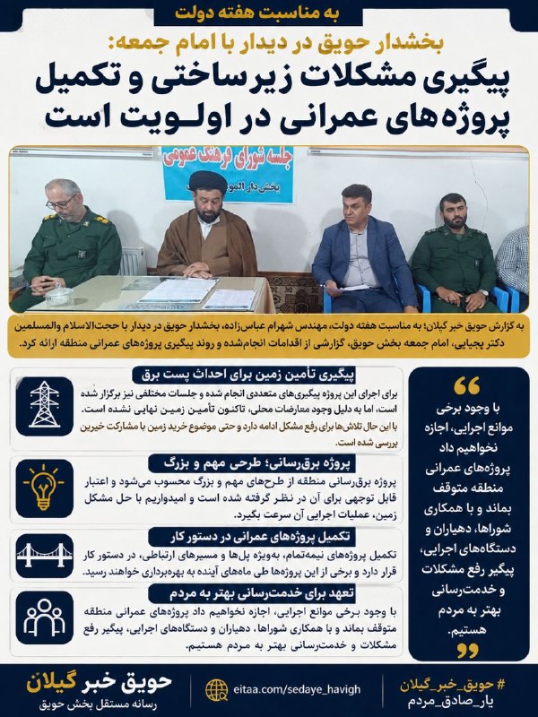 🌎حَویق_خبر_گیلان صدای حویق: بخشدار حویق در دیدار با امام جمعه: پیگیری مشکلات زیرساختی و تکمیل پروژه‌های عمرانی در اولویت استt.me/sedaye_havigh#حویق_