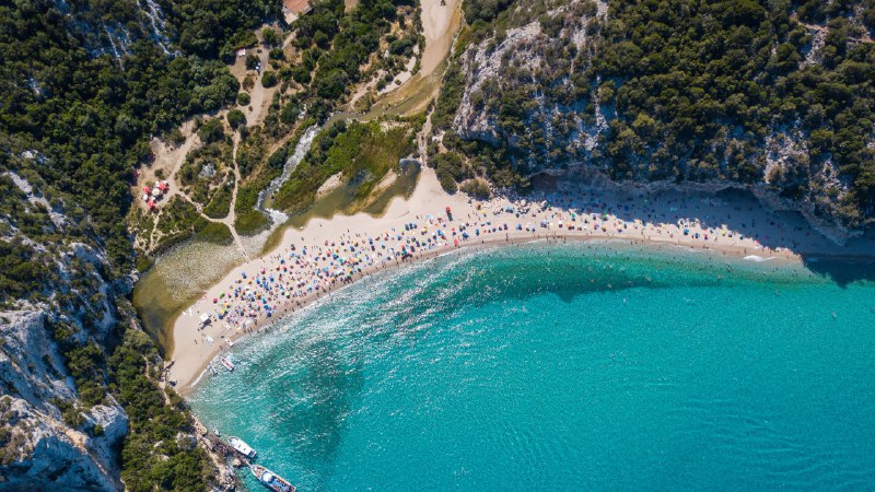 Crisp blues, sharp viewsThe beach at Cala Luna, Sardinia, Italy (© guenterguni/Getty Images)