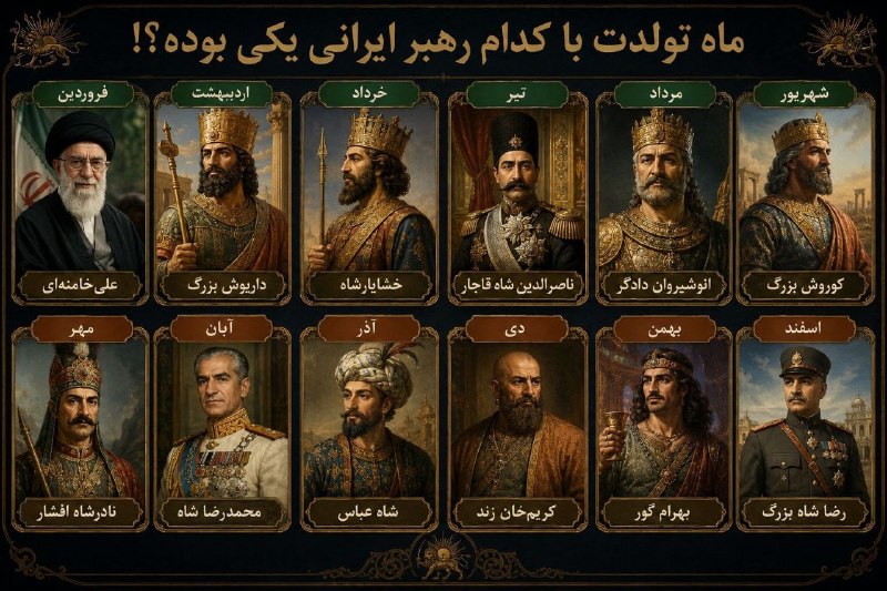 آنتی اکسیدان: جالبه بدونی ماه تولدت با کدوم رهبر ایرانی یکی بوده؟!فروردین = علی خامنهایاردیبهشت = داریوش بزرگخرداد = خشایارشاهتیر = ن