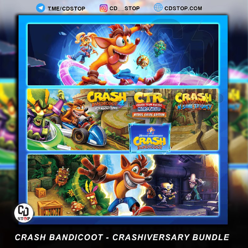 PS4DATA: #اکانت_قانونی #غیراشتراکیCrash Bandicoot - Crashiversary Bundleریجن ترکیهظرفیت دوم ⏪ 399.000 4 ظرفیت دوم ⏪ 1.599.000 5 ظ