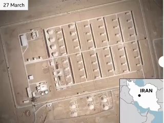 🔴 תמונת הלוויין של מחסן התחמושת של בסיס הציד ה-8 של איספהאן, שפורסמה על ידי BBC, מציגה את ההרס המלא של 46…