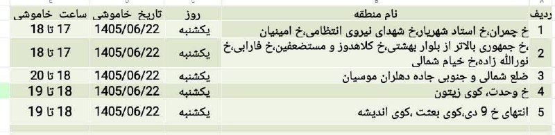 💯دهلران سیتی💯: #اطلاعیه قابل توجه شهروندان گرامی دهلران به منظور مدیریت اضطراری بار ناشی از کمبود تولید، در روز یکشنبه به تارخ 1405/06/