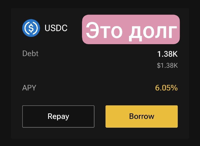 Инвестирование криптоактивов: займыДа, криптовалюту можно давать и брать в долг! Правда, все займы работают только с залогом: перед тем, как взять, вы должны дать.Это может быть интересно, если нужна ликвидность без продажи активов или для заработка на разнице.Например, мы верим в рост Bitcoin. Тогда мы можем заложить его (получая доход в некоторых протоколах) в качестве обеспечения и взять в займы usdt, которые потратим на что-то ещё. В будущем нам потребуется вернуть больше usdt, чем мы брали. Соотношение активов, предоставленных нами и нам, описывается фактором здоровья: Health Factor = Порог * Залог / Долг. Когда он становится менее 1, позиция принудительно ликвидируются.Возвращаясь к примеру, если Bitcoin вырастет, то мы возвращаем usdt и процент и забираем свой Bitcoin (всё это время пользовались usdt и получили доход от целого btc, потеряв только процент за использование). Если же он сильно подешевел, то можем оставить себе usdt (а точнее нас уже давно ликвидировало). Здесь стоит обратить внимание, что ликвидация наступает немного раньше из-за порога. Получается некий аналог фьючерсов, где потери ограничены, а прибыль нет.Но для надёжного дохода нас интересует такой сценарий, когда мы можем дать в займы и зарабатывать процент предсказуемо. И сейчас проект Kinza Finance позволяет давать в займы в usdt под 12% годовых (первый скриншот). Итого, с 1000 usdt, стабильной монеты, привязанной к доллару, можно получать 120 usdt в год.И тут можно перейти ко второй интересной особенности, looping. На втором скриншоте видно, что можно взять займ в usdc под 6% годовых. Так как это тоже стабильная монета, то здесь, в теории, цена монет не должна сильно измениться, поэтому риск ликвидации гораздо меньше. Получается, можно дать условно 1000 usdt, взять 800 usdc (чтобы сохранить фактор здоровья выше 1 с учётом порога), обменять их на 800 usdt и снова положить в займ. Тогда доход будет не 1000*12% = 120, а 1800 * 12% - 800 * 6% = 168. Это больше на 48! Более того, после первого обмена наш фактор здоровья снова вырастет, поэтому можно будет взять условно ещё 650 usdc и снова обменять, положить, повторить...Риски. Если курсы usdc и usdt сильно разойдутся, то можно получить ликвидацию. Это стабильные монеты, но это никакая не гарантия: эмитент токена может быть пойман на лжи или возникнуть ошибка в контракте. Ставки плавают, нужно контролировать их, иначе можно получить убыток и даже ликвидацию спустя время невыгодных ставок. Также может быть взломан сам протокол Kinza Finance, а все средства выведены злоумышленниками. В общем, как всегда, не стоит инвестировать всё в одно место и необходимо помнить о рисках.Если интересно, у меня есть партнёрская ссылка: 