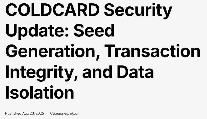 The Crypto Ledger: NEW: 🟠 Coinkite releases a critical Coldcard firmware update to address a seed phrase security vulnerability.Devices wit