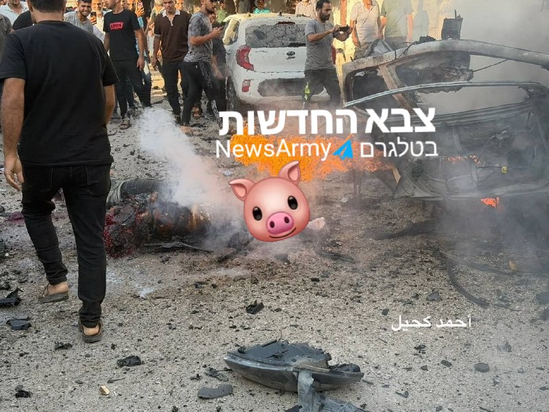 תיעוד לאחר תקיפת הרכב בעיר עזה
