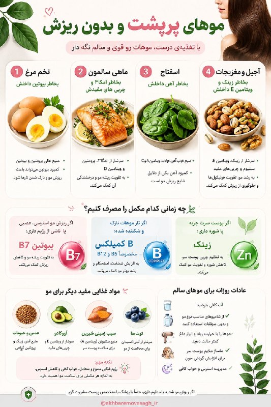اخبار روز ایران 🔖: 🔻 برای داشتن موهای پرپشت و بدون ریزش، باید چند نکته را رعایت کنیم؛ @iranfnews