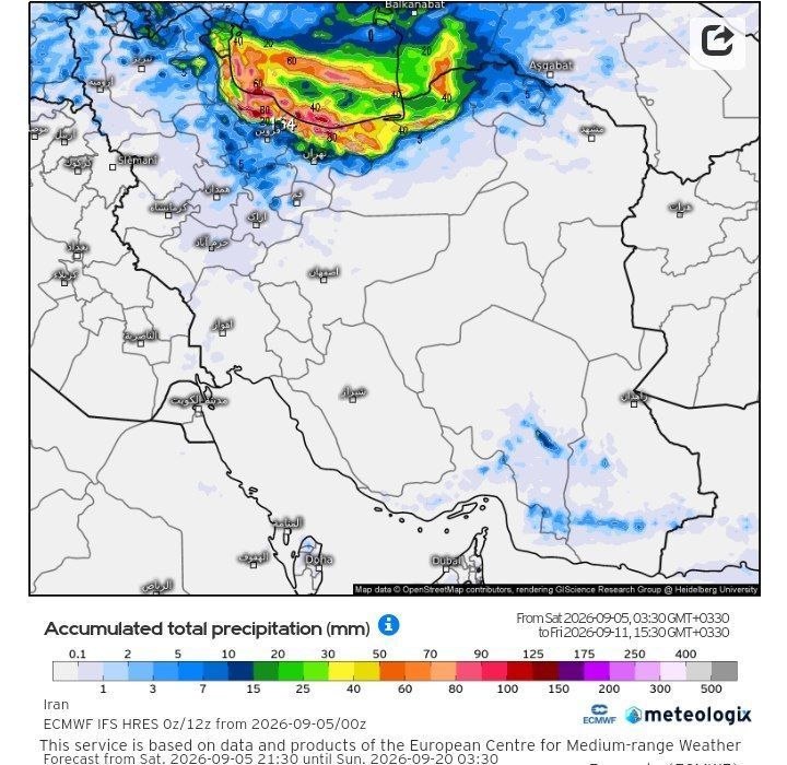 ازندریان خبر: #اخبار_هواشناسی🌎آپدیت #اروپا و مجموع بارش احتمالی 7روز آینده نمای ایران تفکیک استانی ✅ورود سامانه بارشی قوی به شمال کشور
