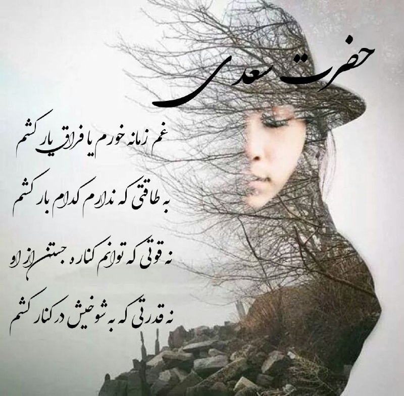 💞اشعار مولانا،سعدی💞: غم زمانه خورم یا فراق یار کشمبه طاقتی که ندارم کدام بار کشمنه قوتی که توانم کناره جستن از اونه قدرتی که به شوخیش در کنار